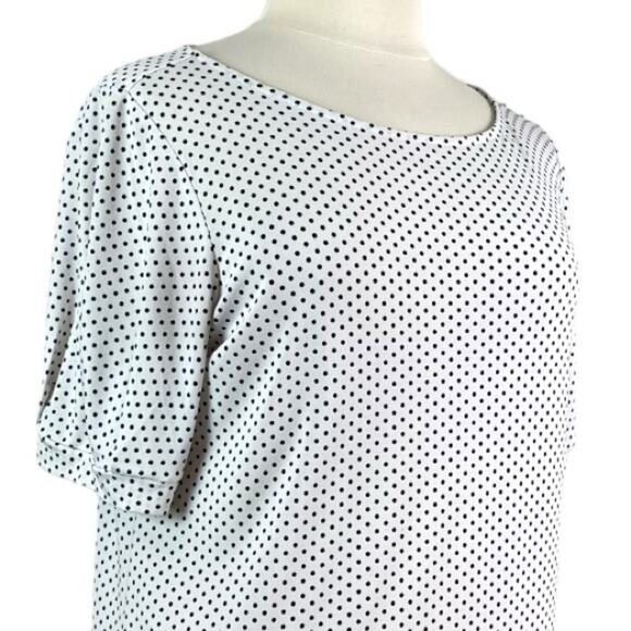 Ann Taylor Women’s Top Blouse Short Sleeves White Black Polka Dot Size XL - Picture 6 of 11
